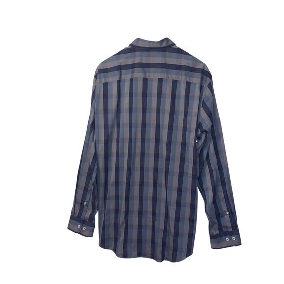 Cole Haan Mens Black Striped Long Sleeve Collared Button Up Dress Shirt Sz XL - Picture 6 of 10